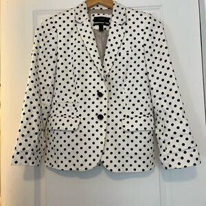 J. Crew Schoolboy Linen Black and White Polka Dot Blazer